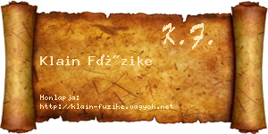 Klain Füzike névjegykártya